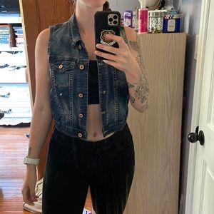Silver jeans vest